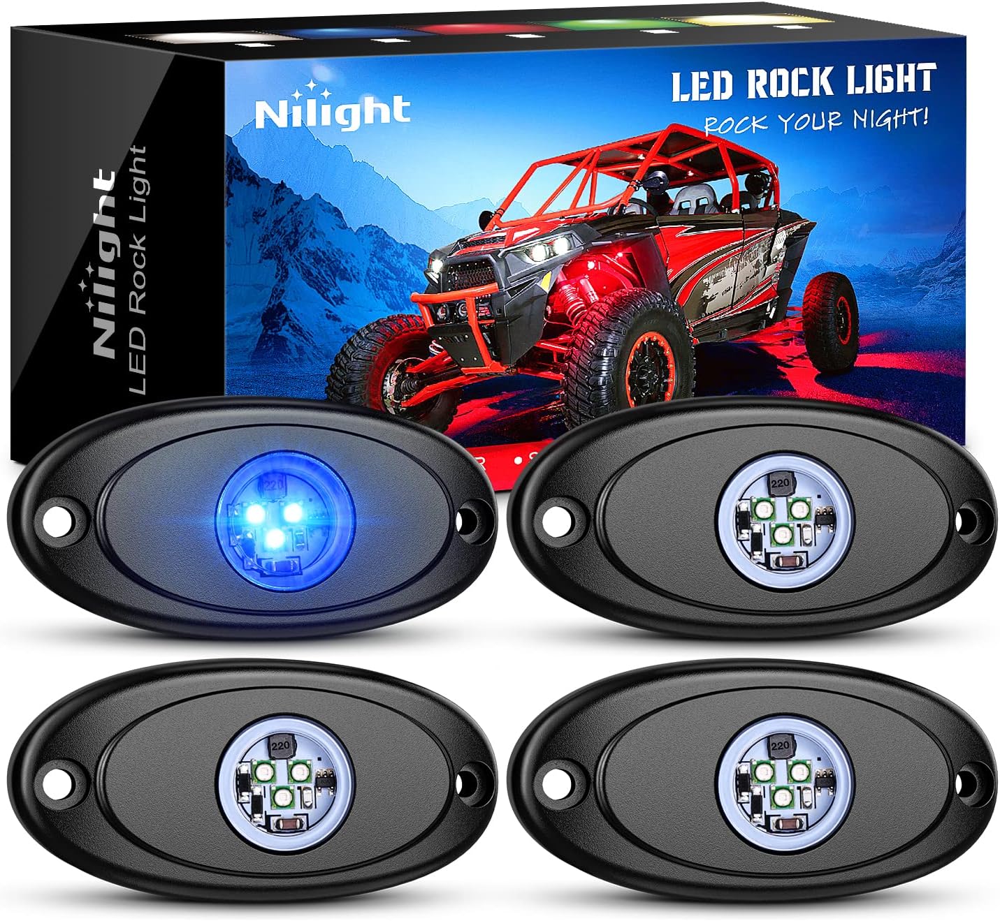 4 Luz LED Rock para coche nocturna