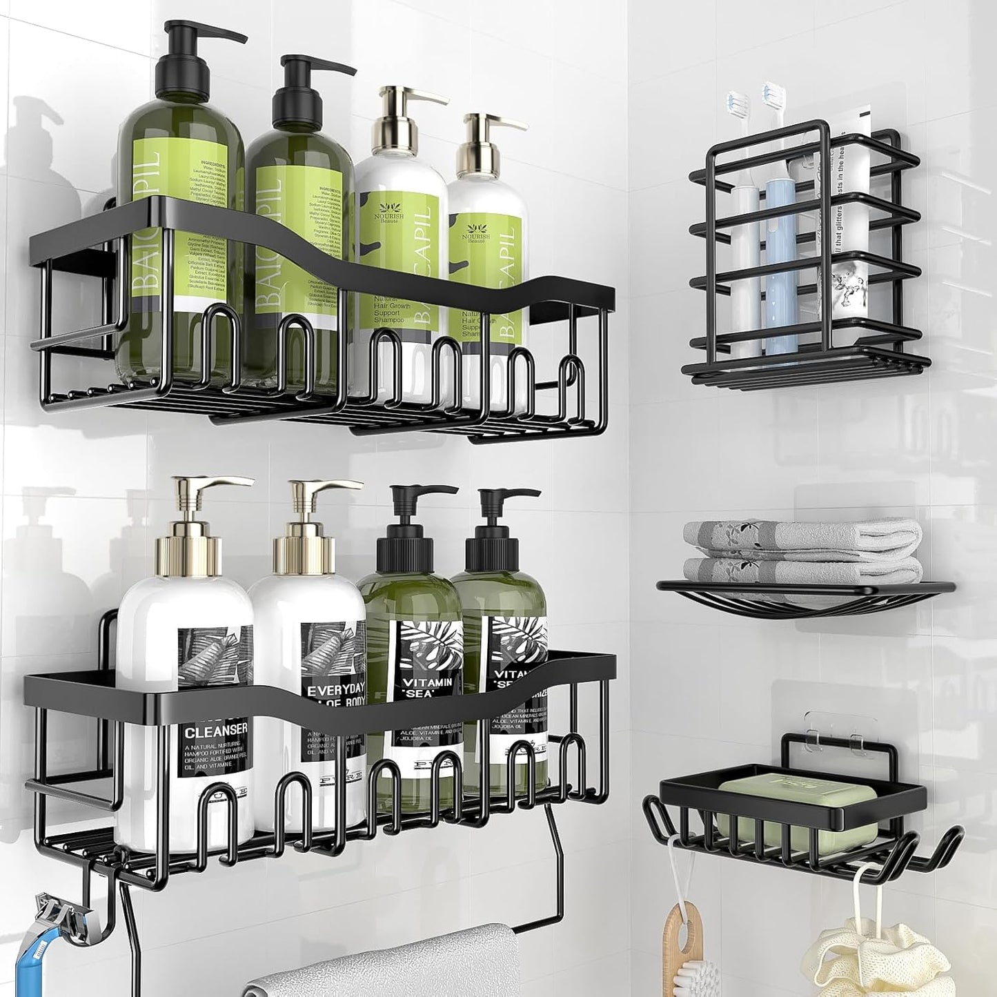 Organiz. ducha 6 estantes acero inox autoadhesivo