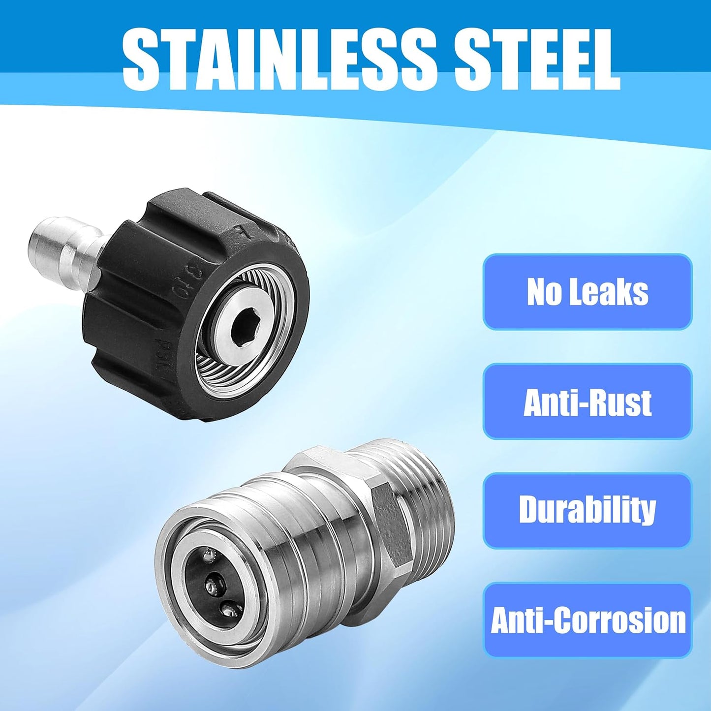 Set 4 adaptadores M22 a 1/4" acero inox