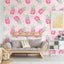 Papel tapiz piña rosa 17.7x354" extraíble para paredes