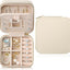 Estuche joyería cuero genuino con espejo para mujer beige
