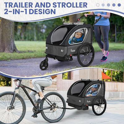 Remolque bicicleta 2en1 portabebés plegable con arnés