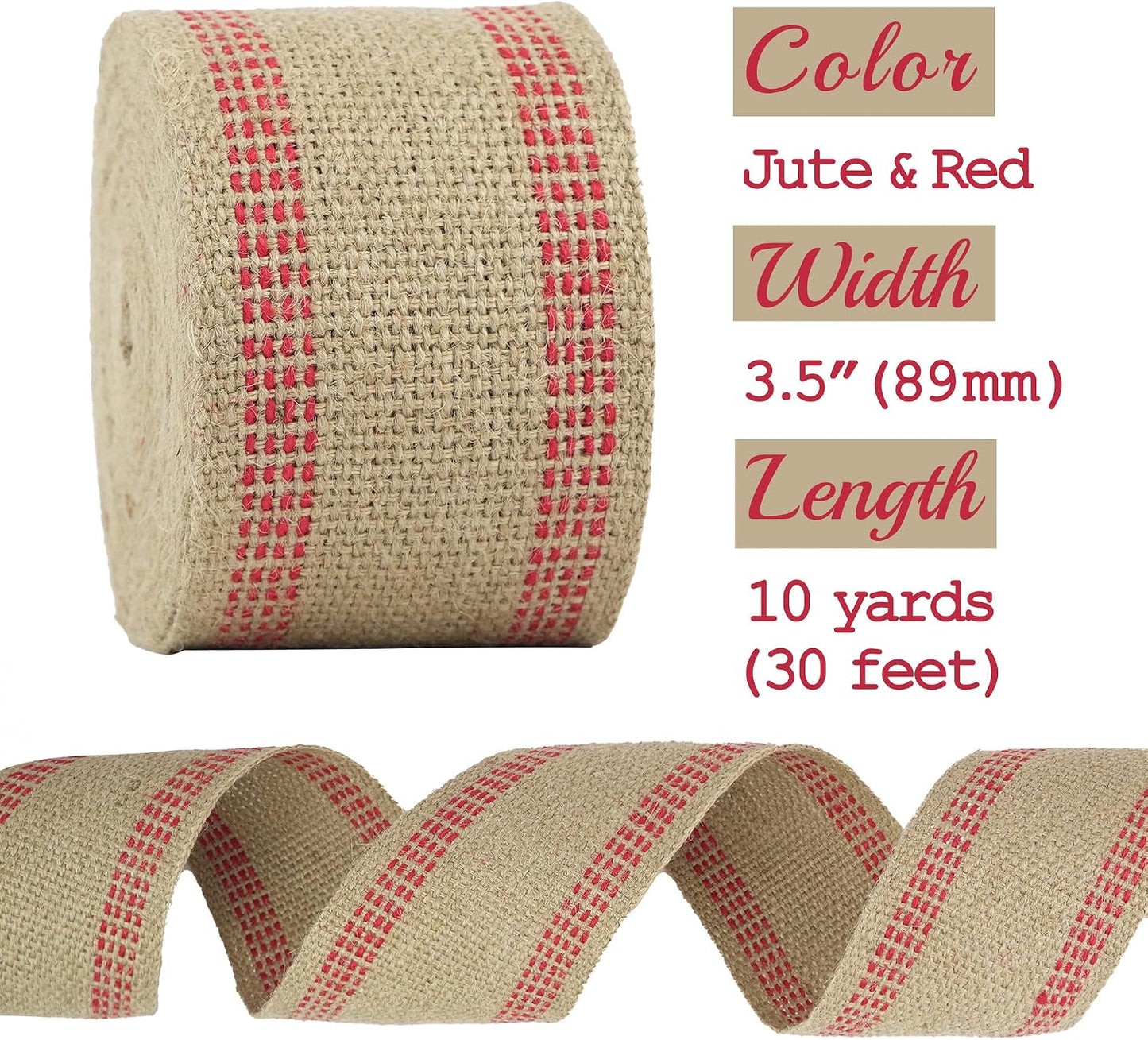 Cinta yute roja 3.5pulg costuras tapicería 10yardas