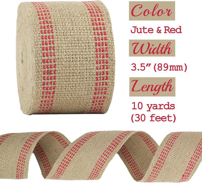Cinta yute roja 3.5pulg costuras tapicería 10yardas