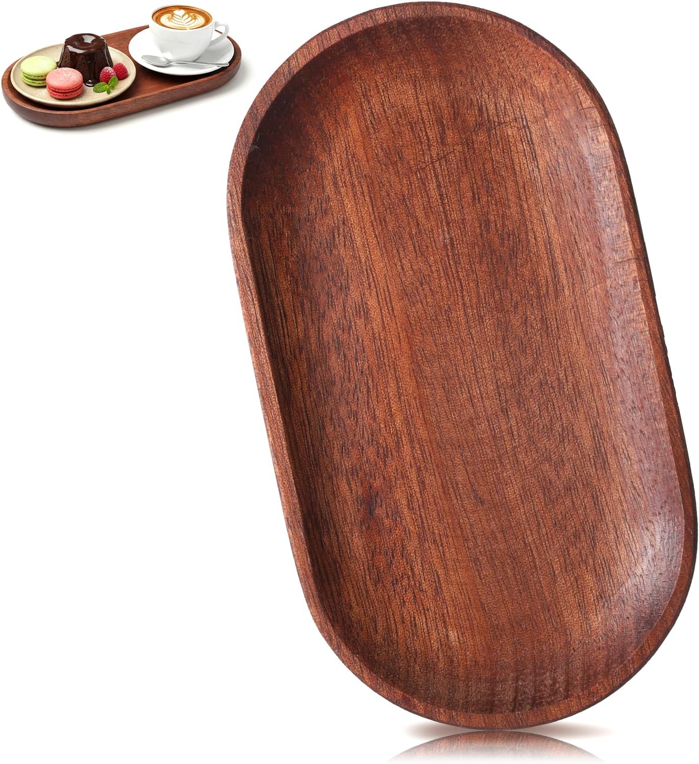 Bandejas madera ébano 4x7.5pulg servir mini platos