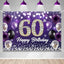 Telón cumpleaños 60 color morado diamante brillante fiesta