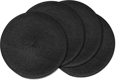 Set 4 Manteles Redondos Trenzados 15pulg Negro