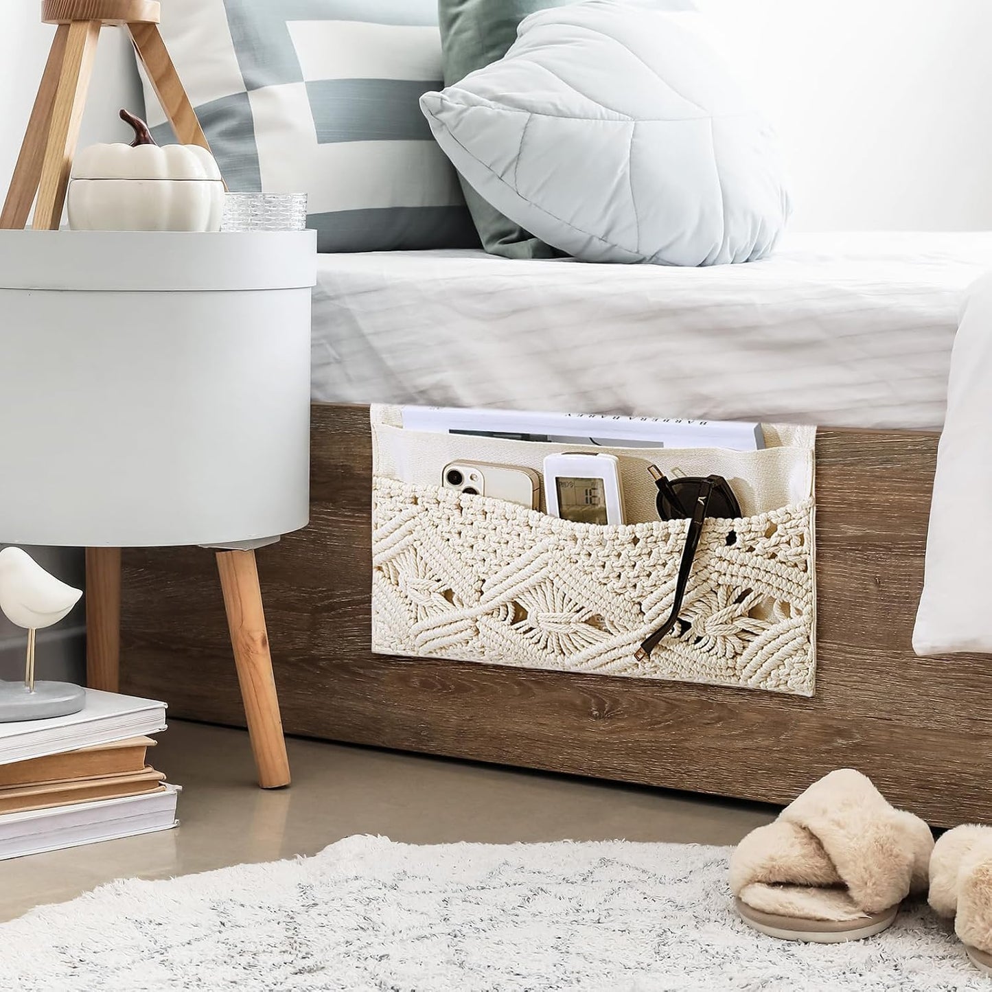 2 Organizadores macramé 17x13pulg colgantes para tv y sofá