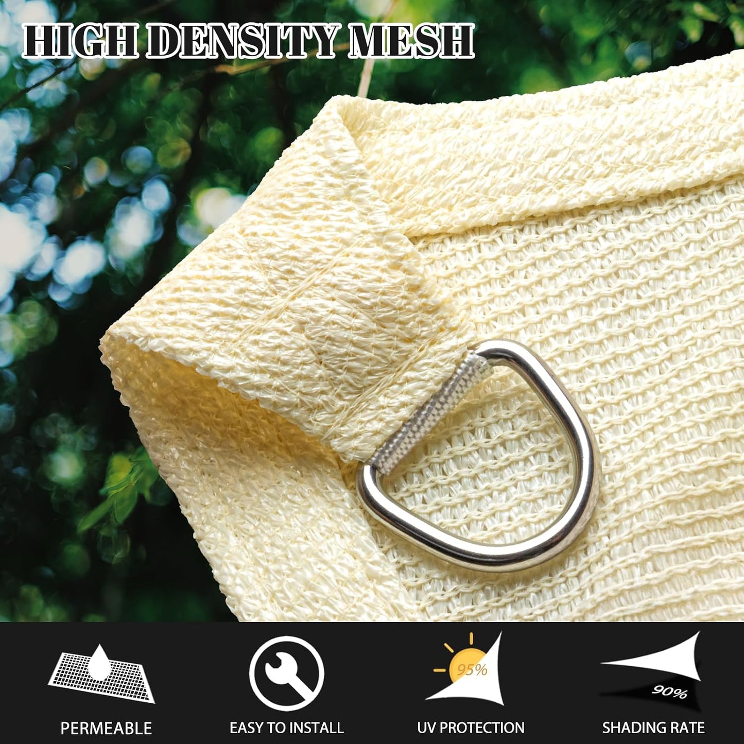 Toldo parasol triangular 8x8x8ft color crema