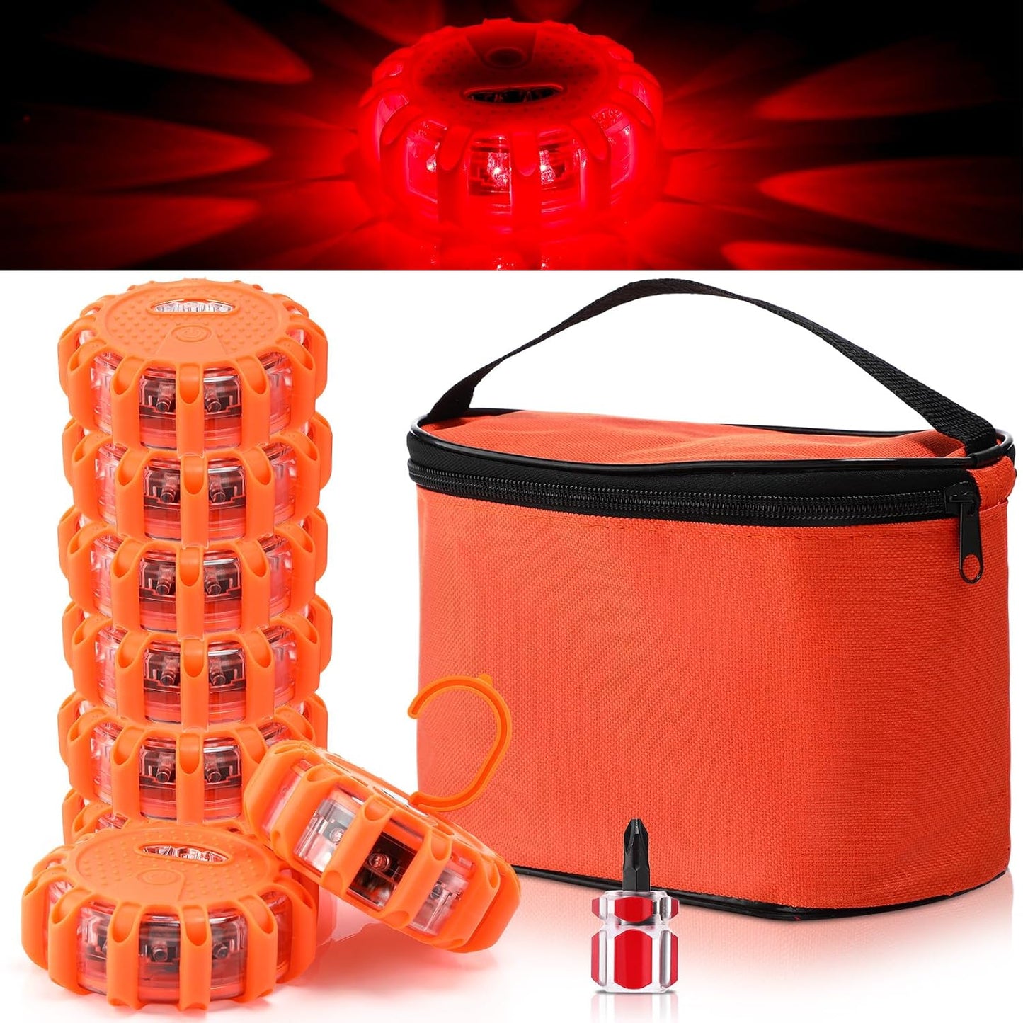 Kit 8 Luces LED Emergencia Vehículo Barco Camión Magnéticas