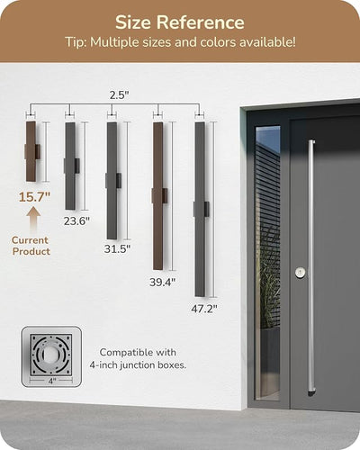 2 Luces pared LED exterior moderna rectangular 15.7 bronce