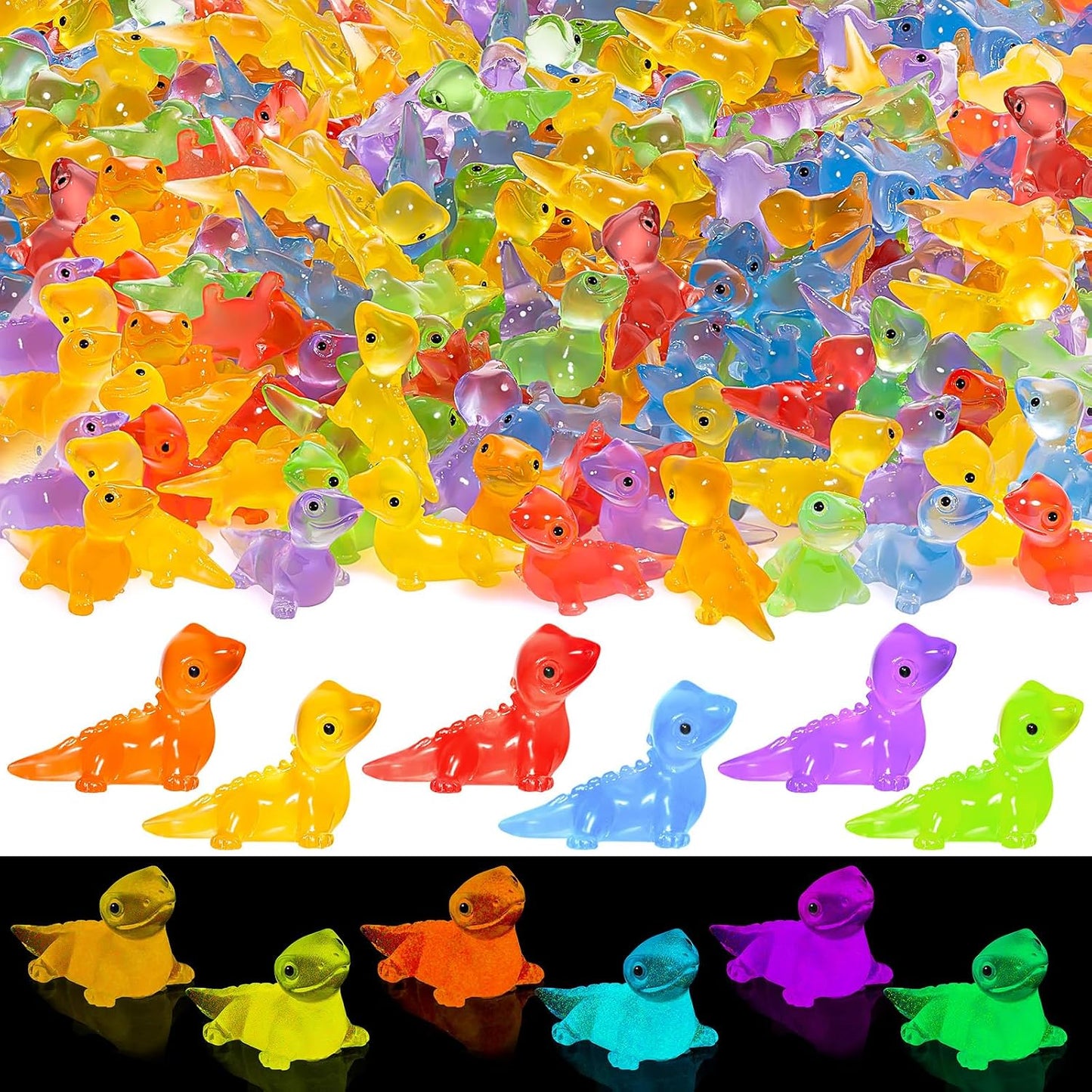 600 Mini Lagartos Luminosos Resina para Musgo Jardín
