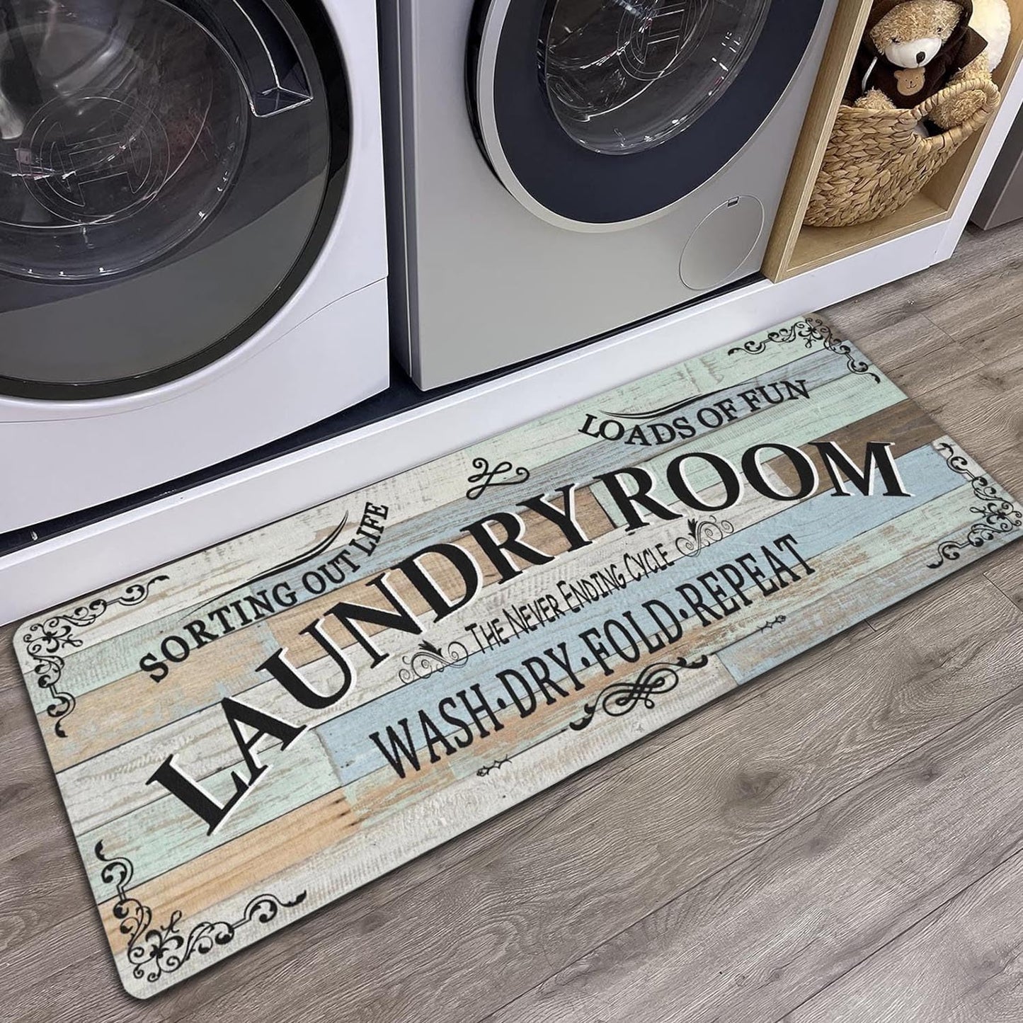 Alfombra antiderrap estilo granja para lavandería y baño