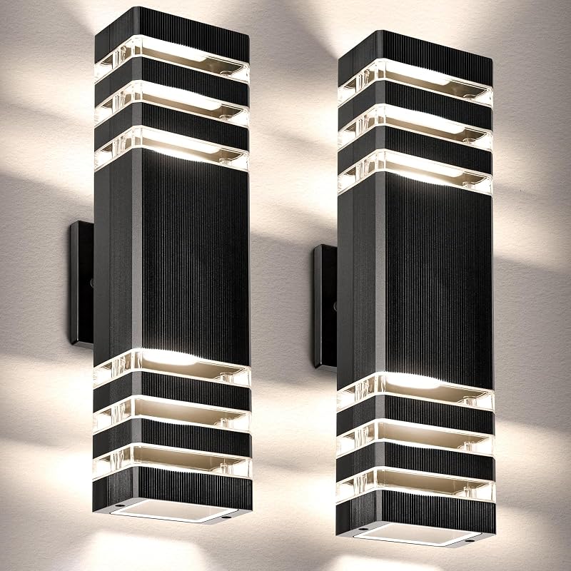 Lámpara pared exterior LED negro IP65 2 GU10