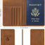 Fundas cuero pasaporte soporte documentos viaje marrón claro