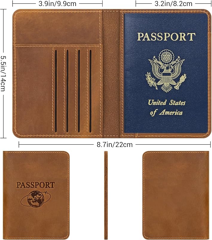Fundas cuero pasaporte soporte documentos viaje marrón claro