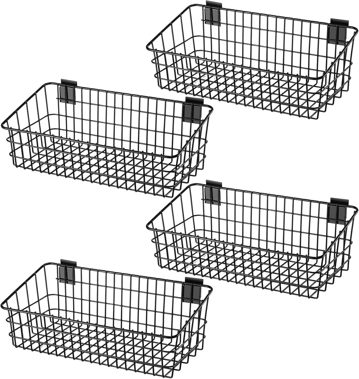 4 Cestas Slatwall 15.8" Metal Resistente Colgantes