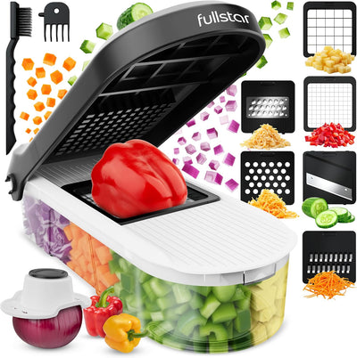Picadora 6en1 mandolina rallador queso cocina blanco y negro