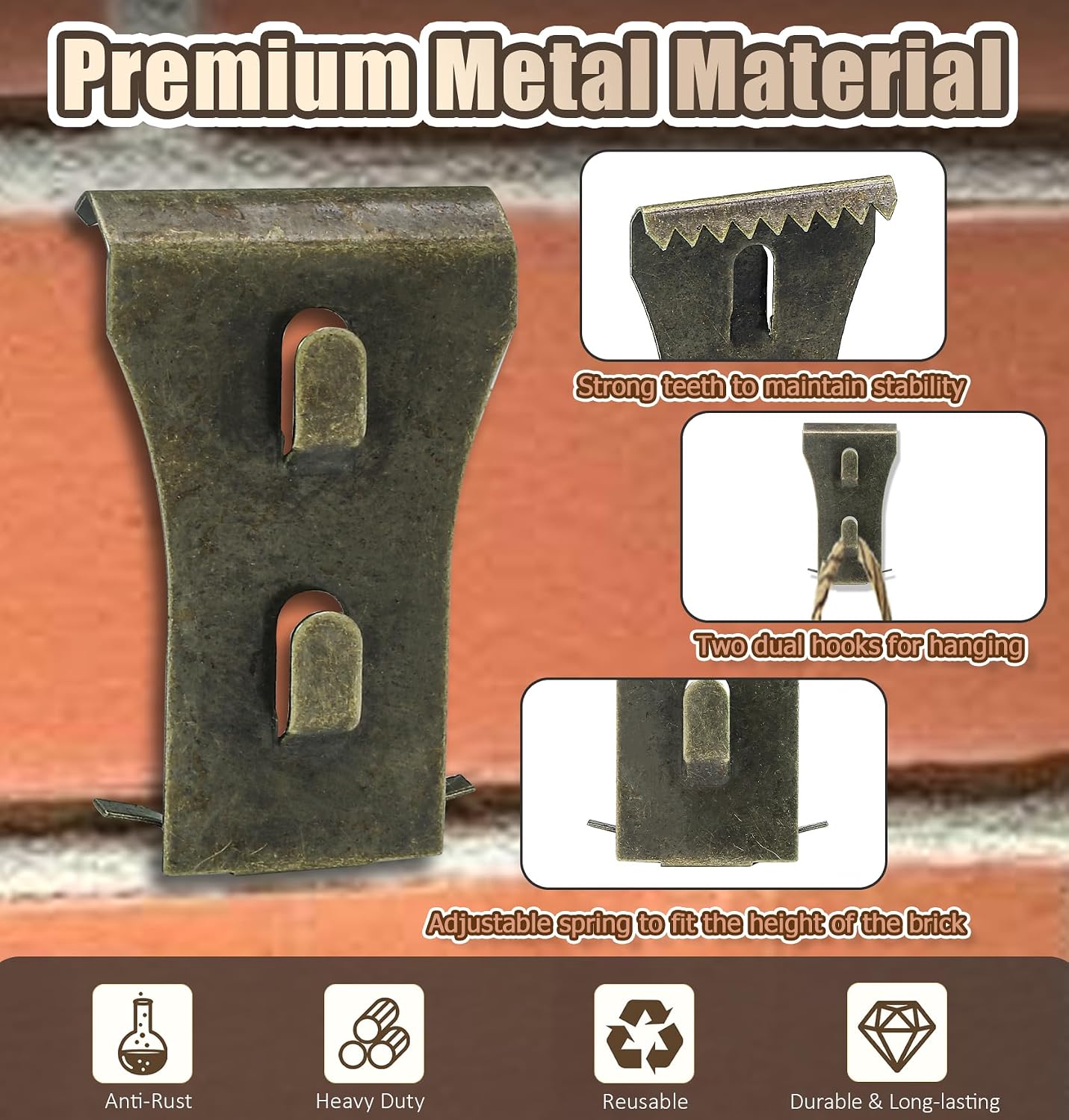 16 Ganchos Metal para Pared Externa 2-1/4 a 2-3/8pulg