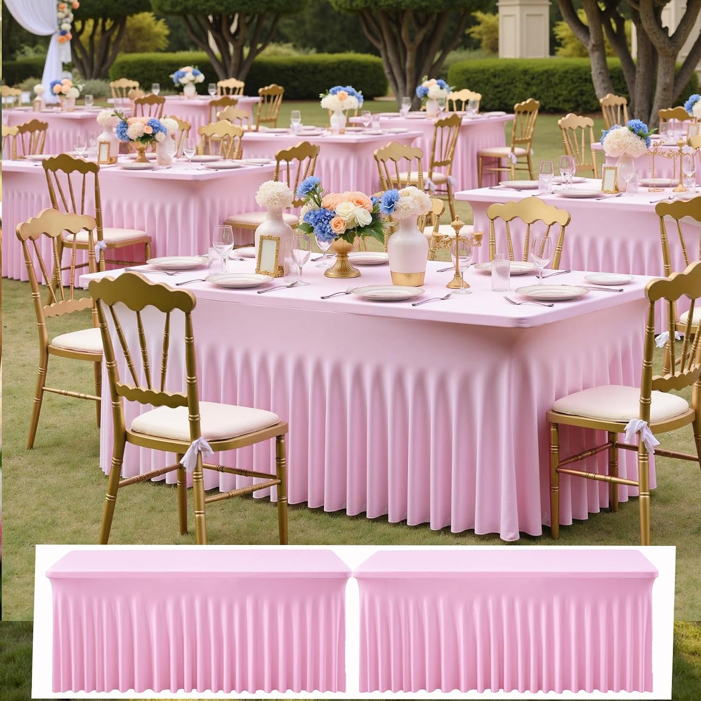 2 Manteles Elastano Rosa Bebé 6ft con Falda Volante