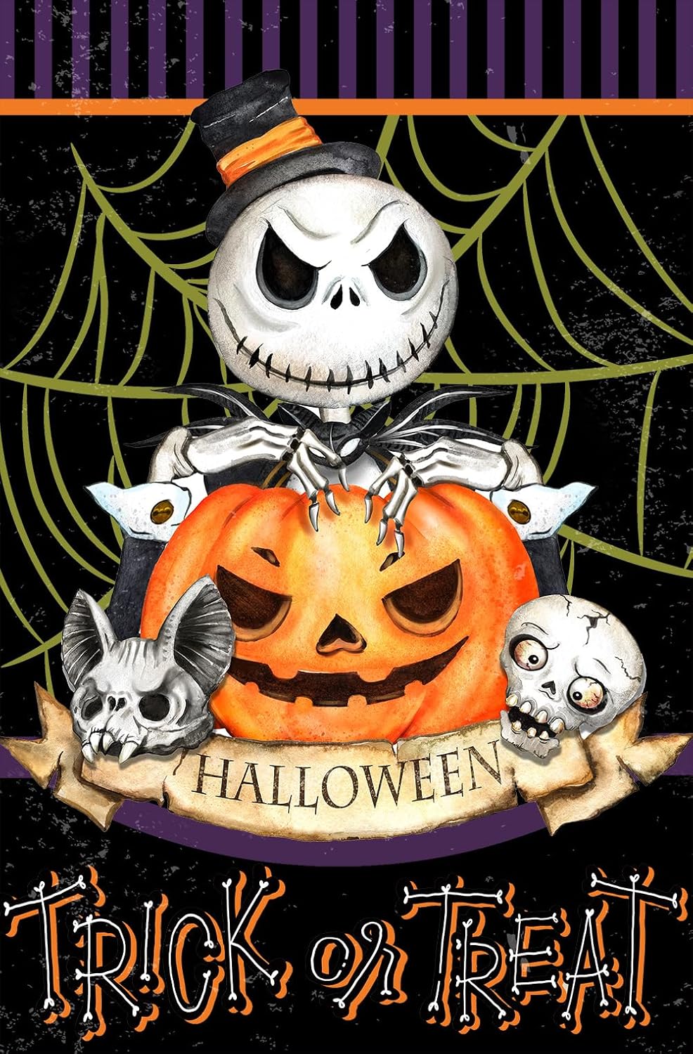Decoración calabaza Halloween texto 'trick or treat' casa