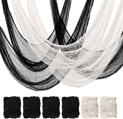 6 Paños Halloween 30x72pulg Gasas Negras y Blancas