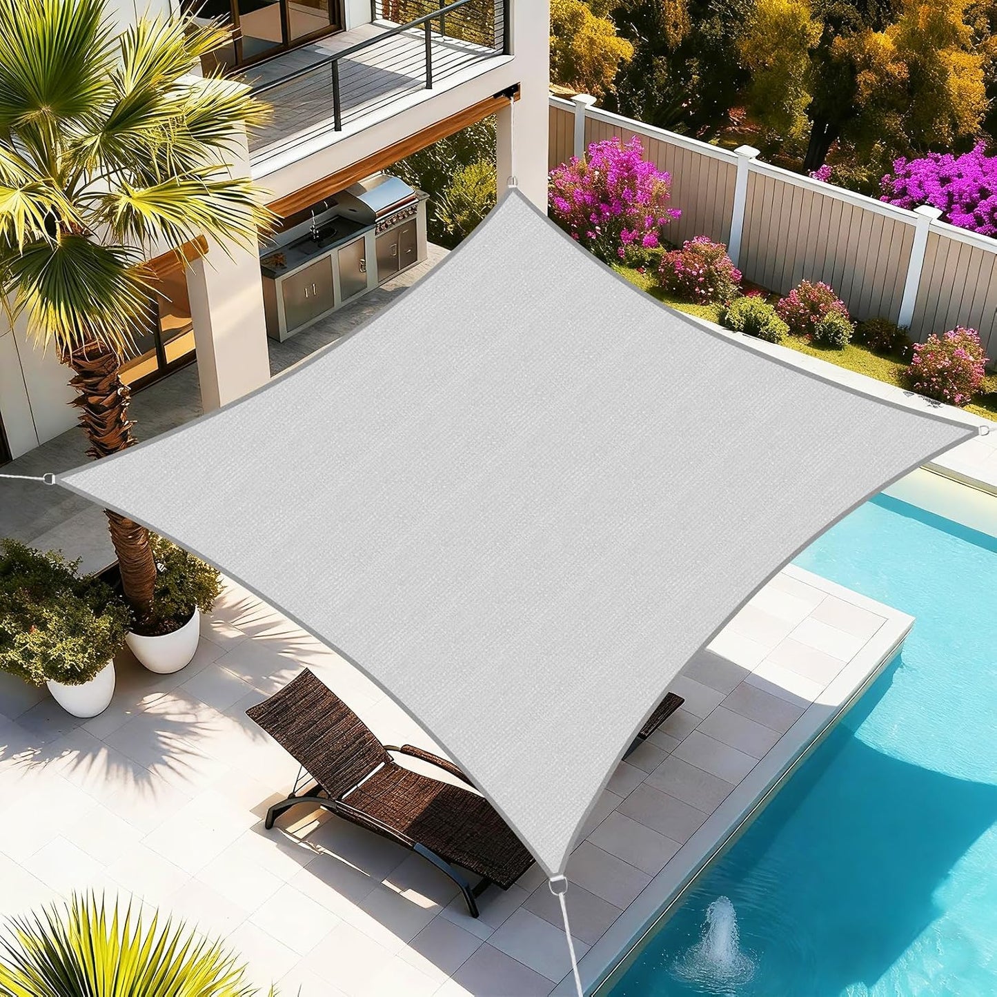 Toldo vela curvado 16x20ft gris claro patio jardín