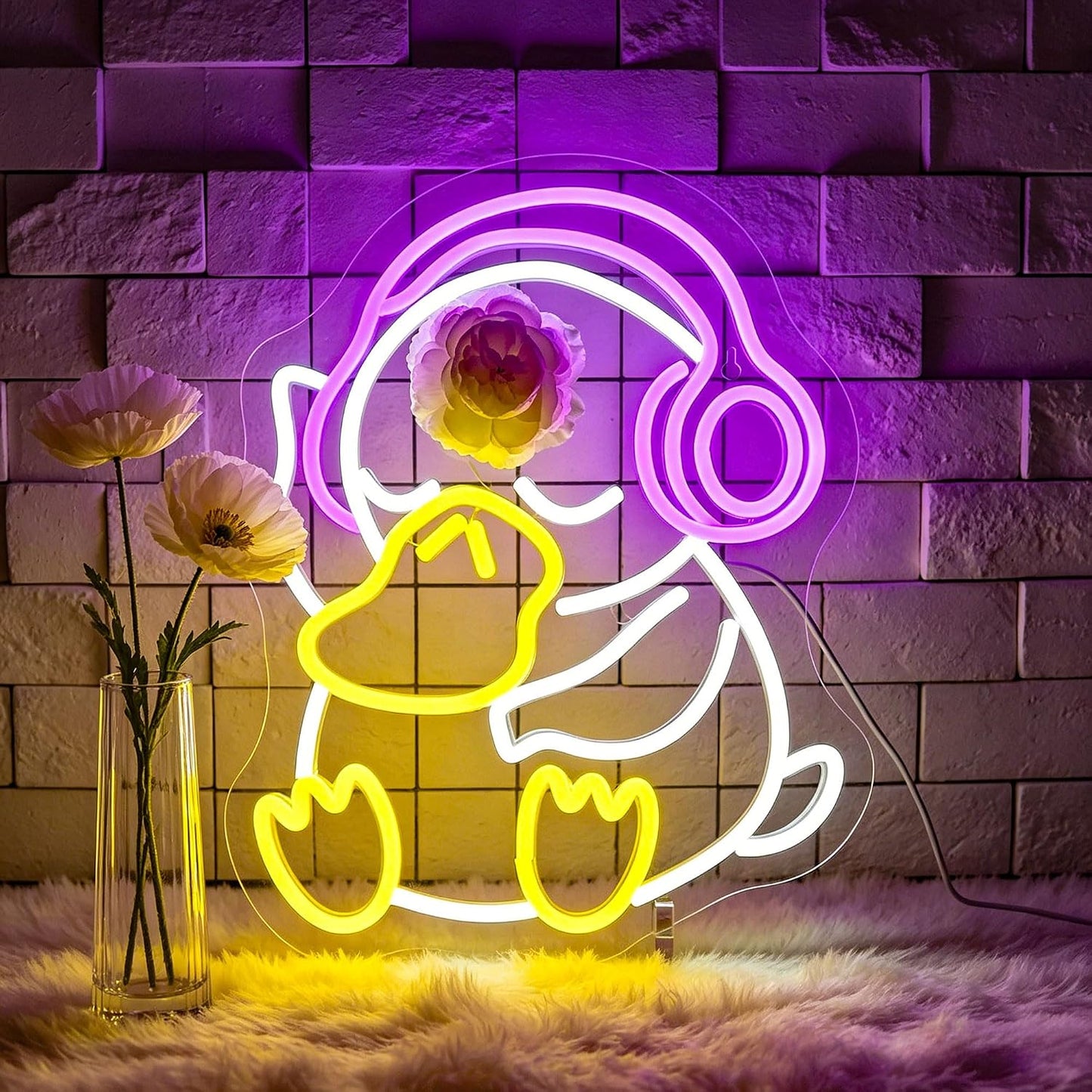 Letrero neón LED de pato decoración pared dormitorio fiesta