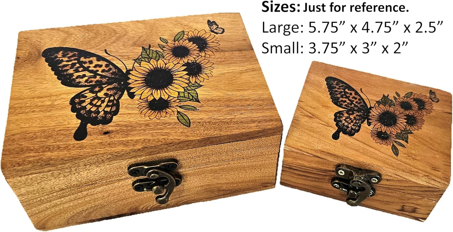 Caja de baratijas girasol y mariposa para niñas y mujeres