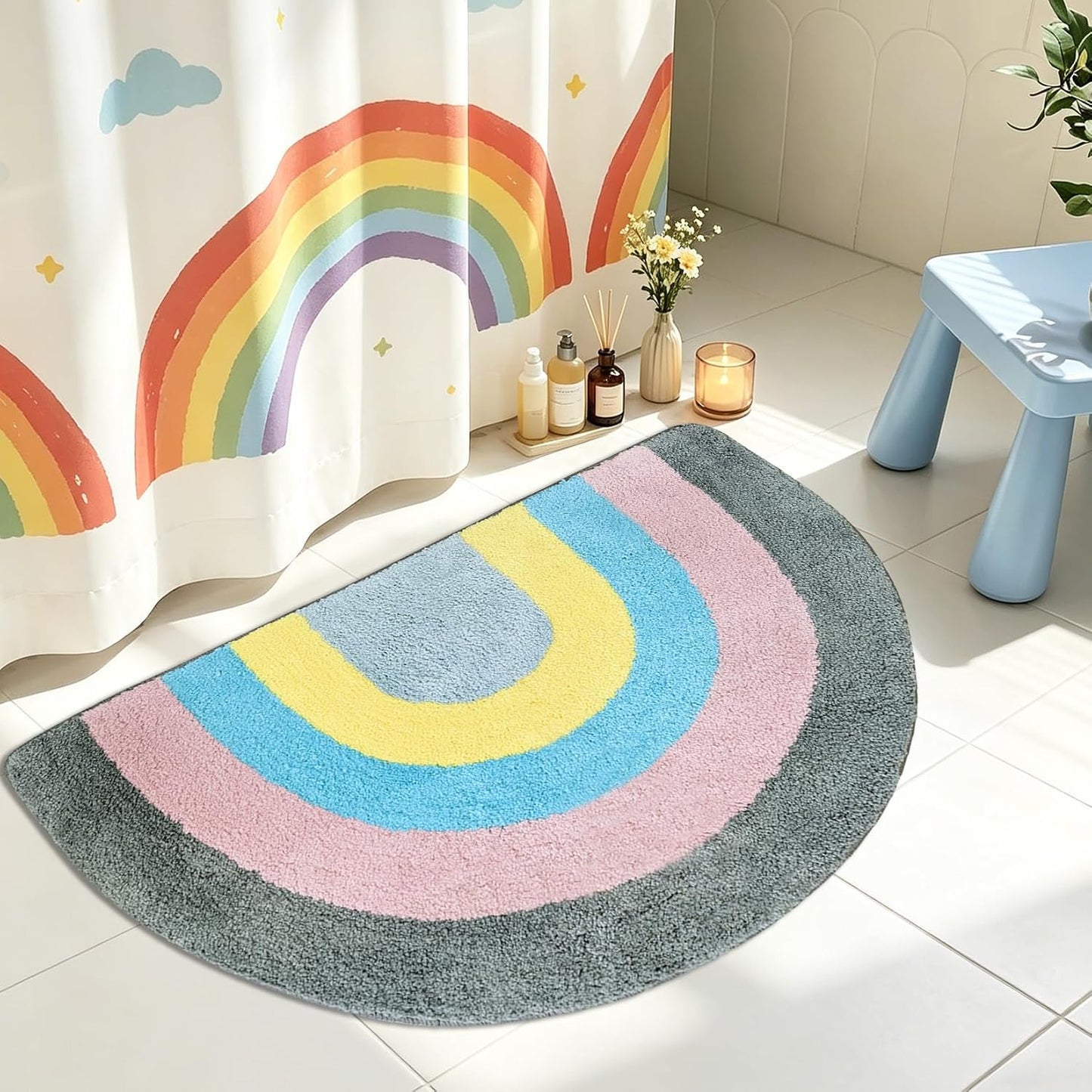 Alfombra baño arcoíris 2x3ft felpa decoración