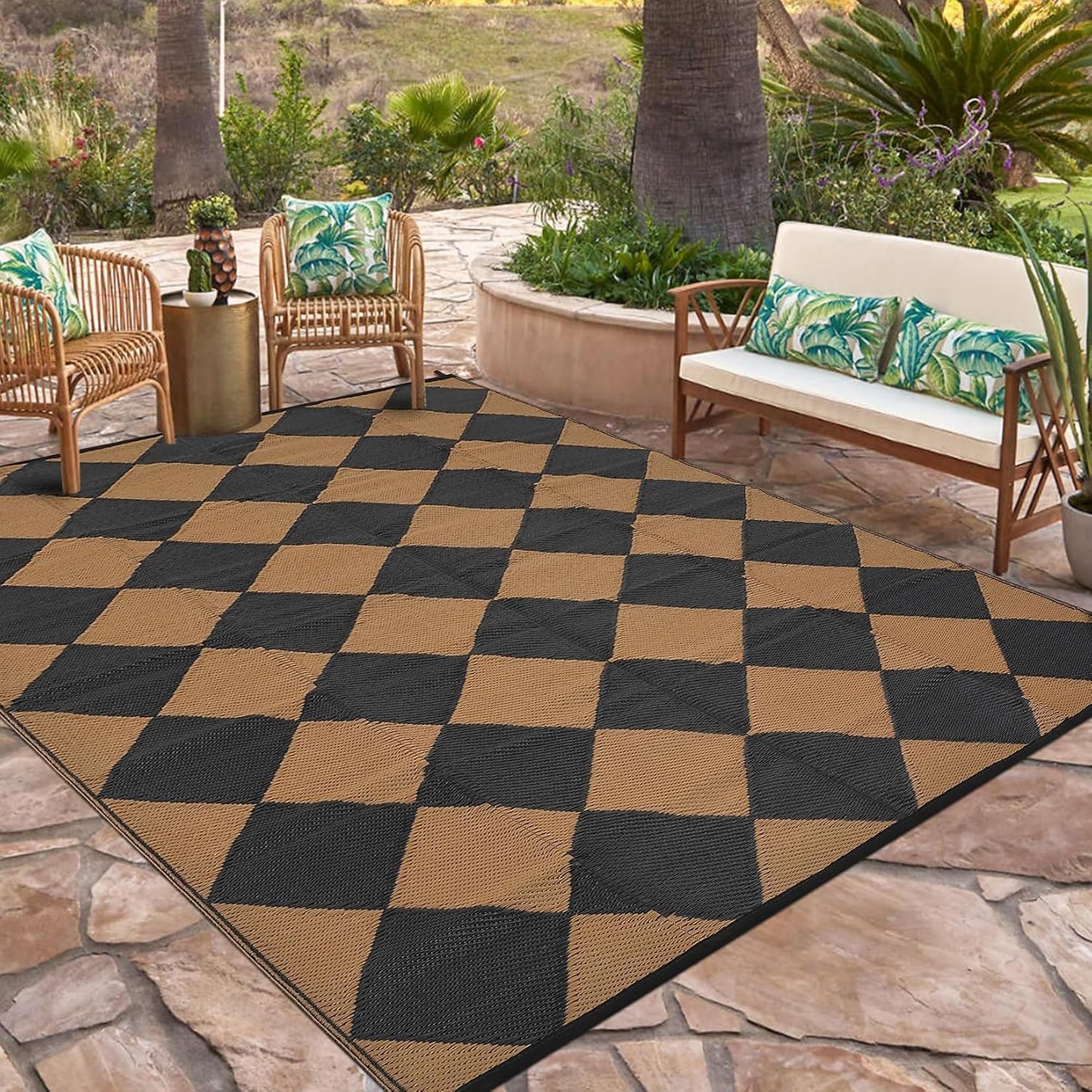 Alfombra exterior impermeable 9x12ft reversible camping