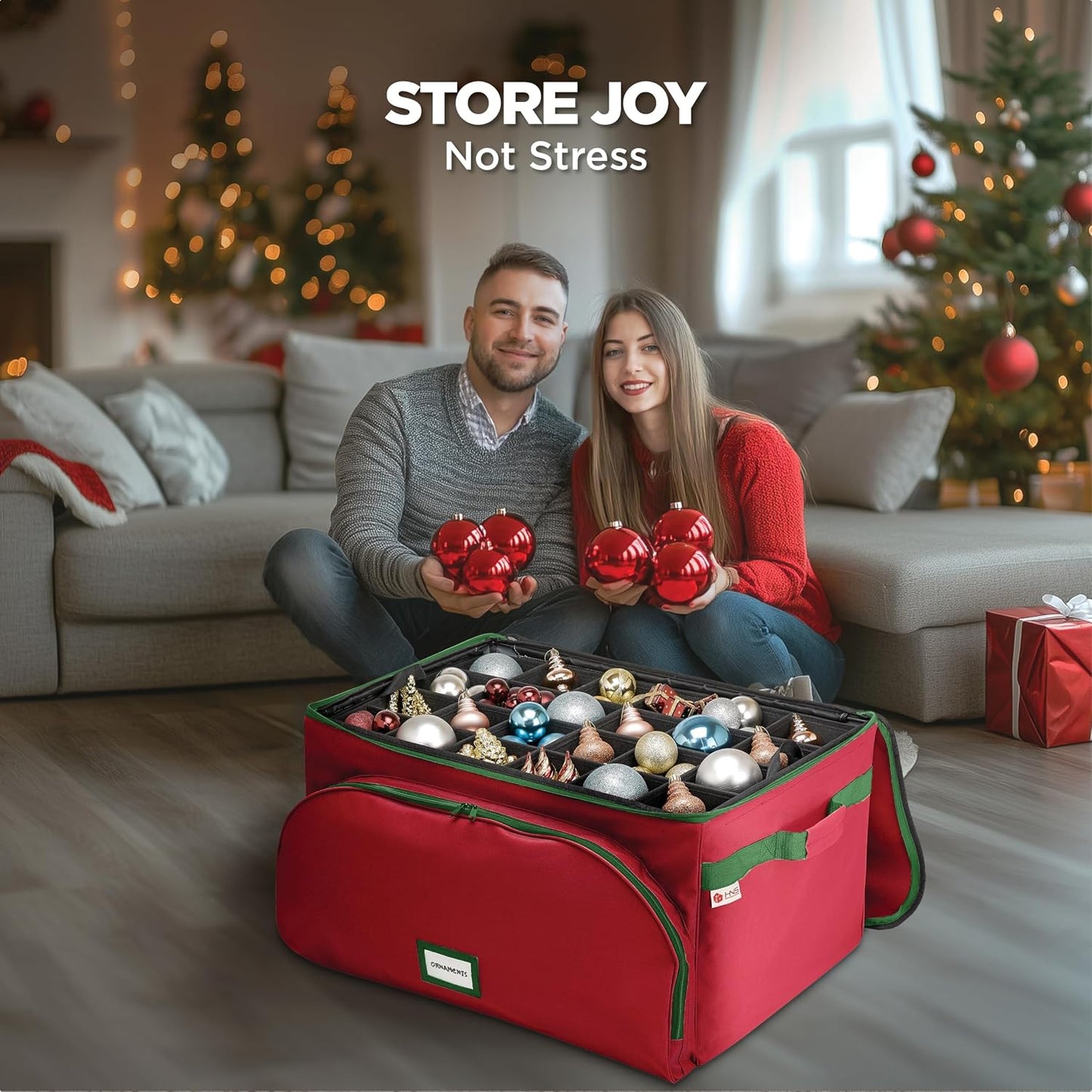 Contenedor navidad 72pzas tela duradera divisores ajustables