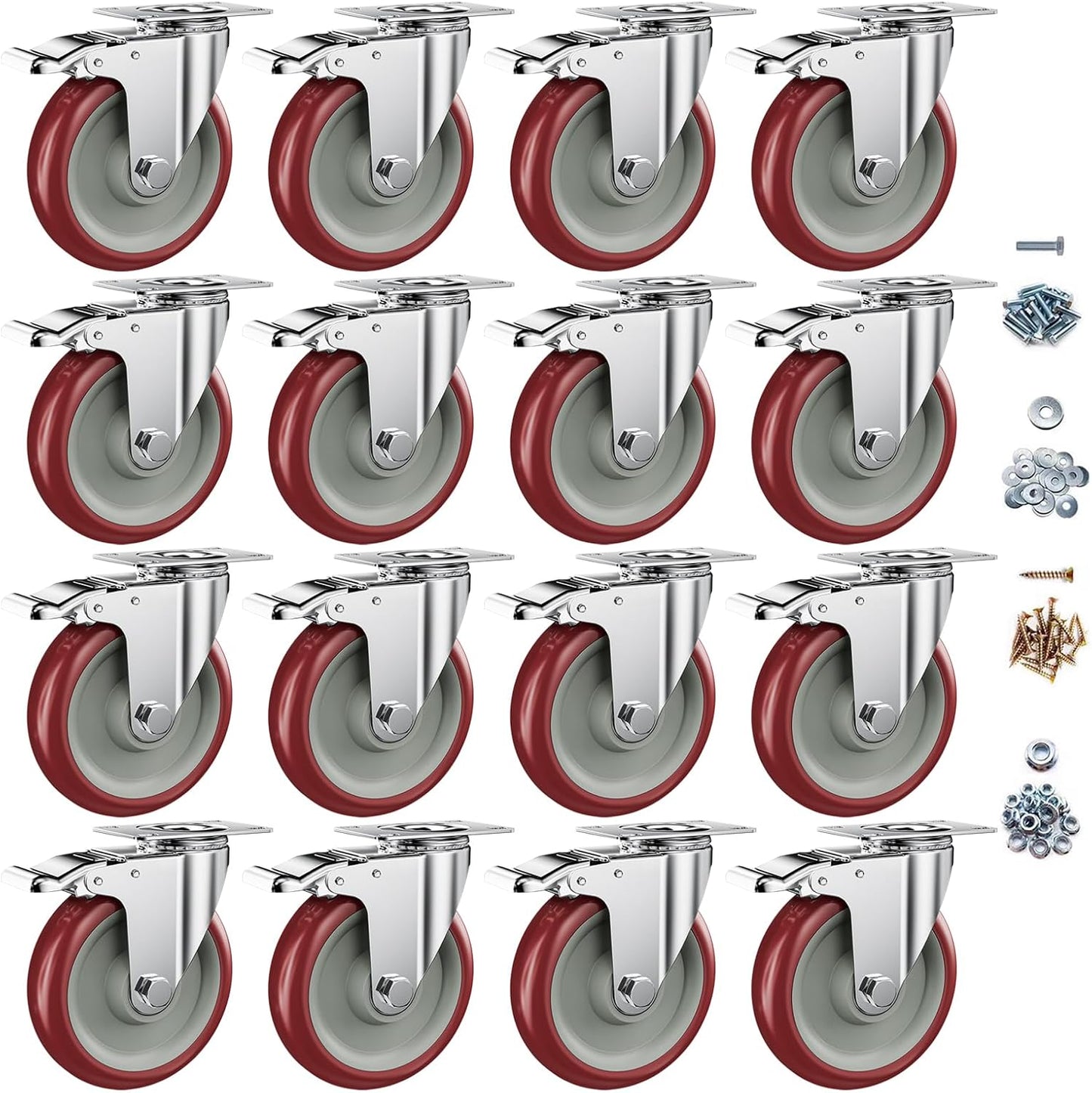 Ruedas 5pulg con freno set 16 capacidad 1400lb doble