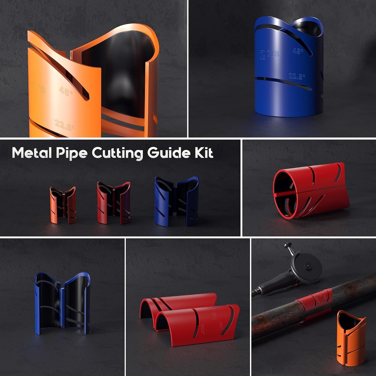 Kit guía corte tubería metal alta precisión 22.5°