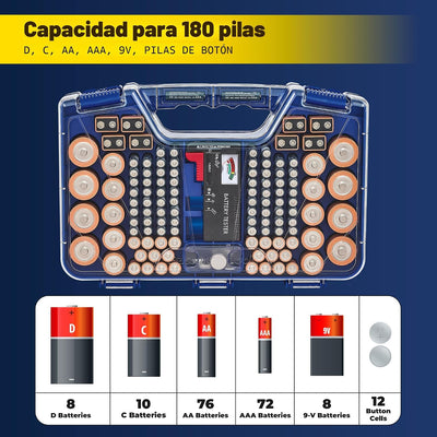 Estuche organiz. baterías doble cara con tapa transparente