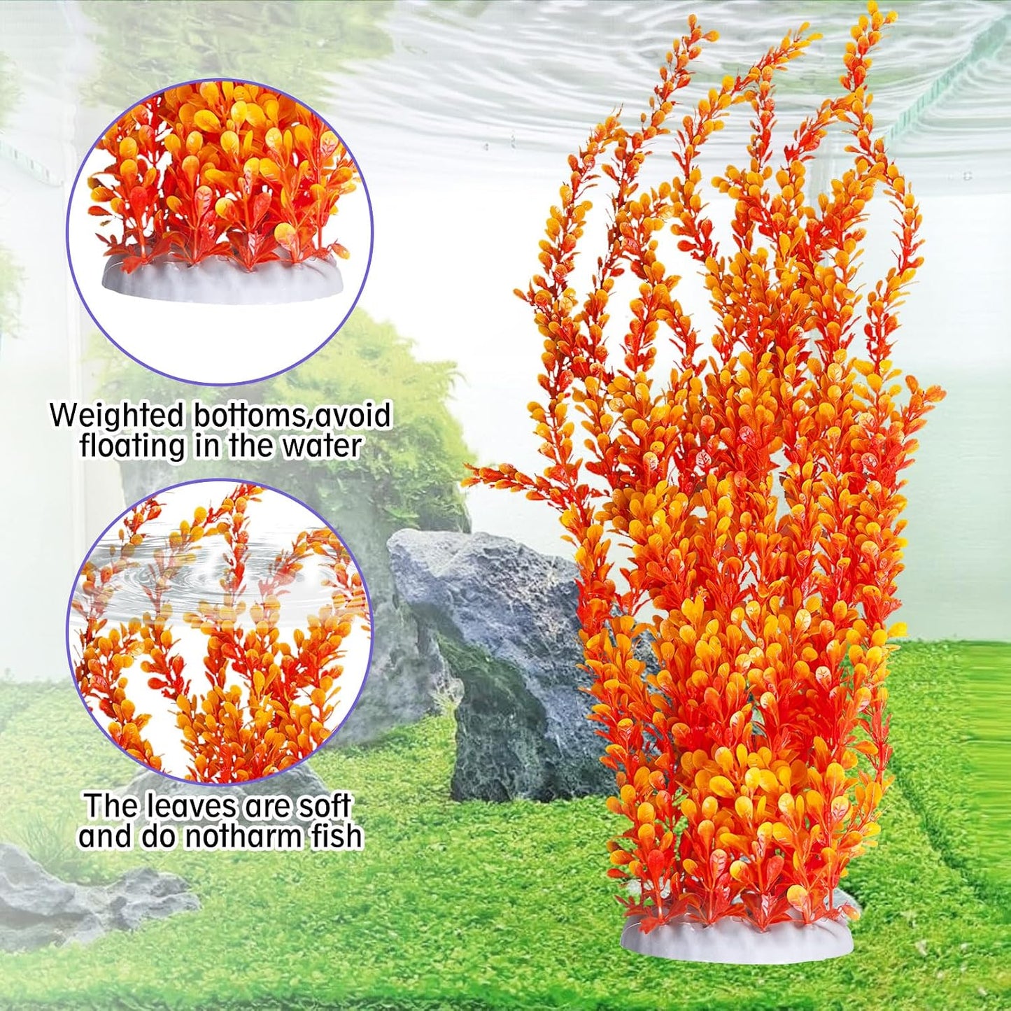 Plantas plásticas acuario decoración 23.6pulg 2uds
