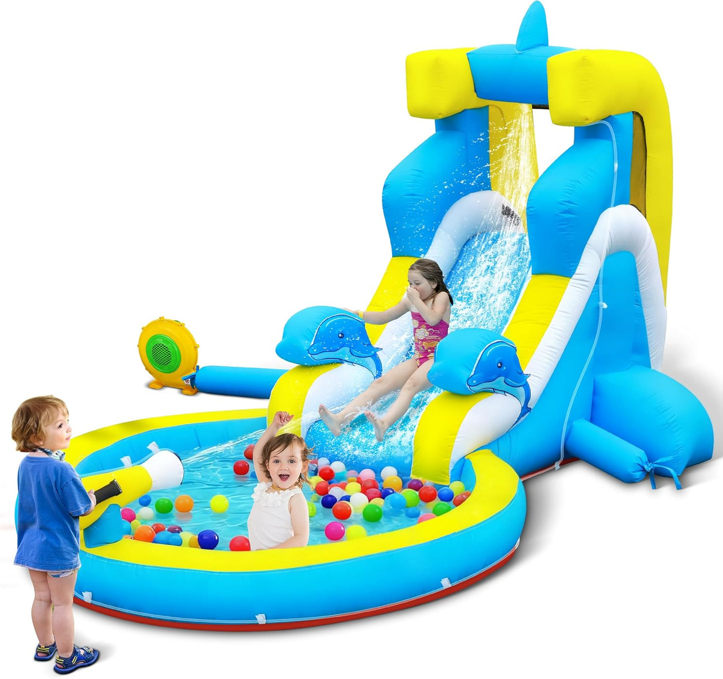 Tobogán acuático inflable delfín patio