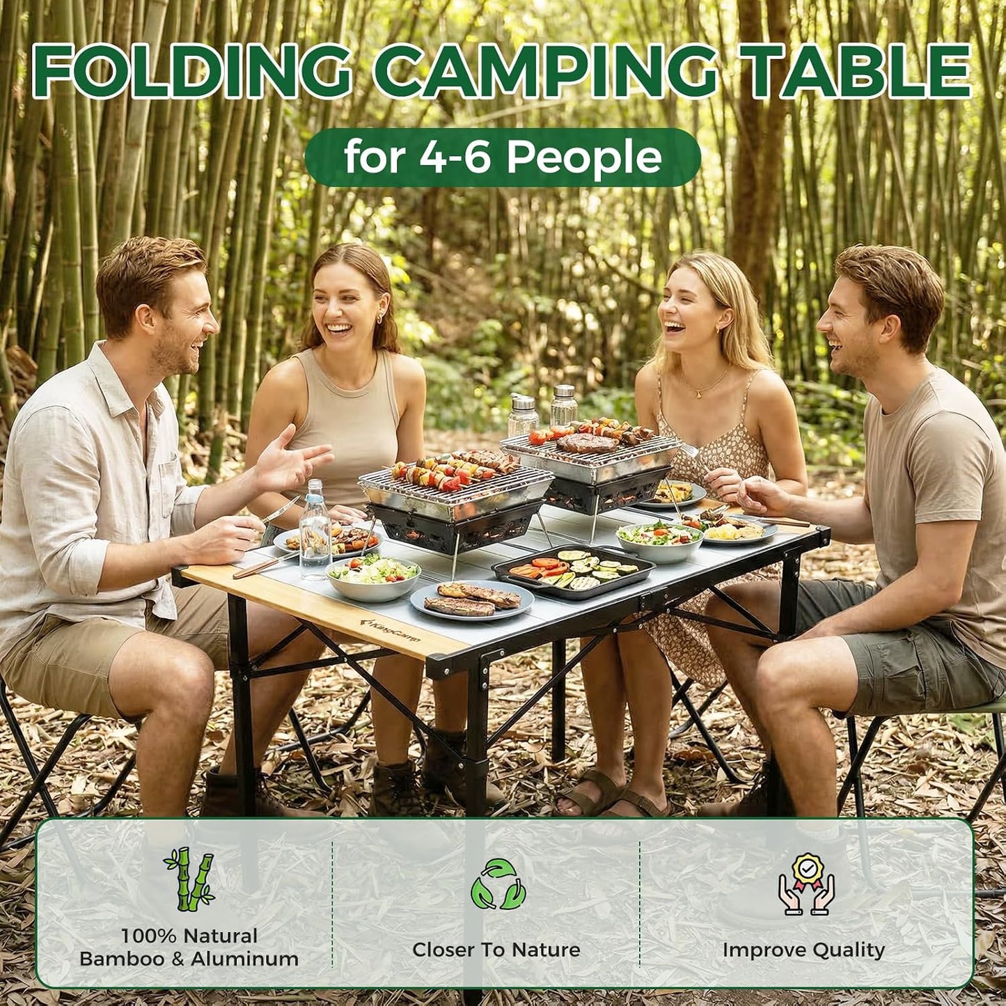 Mesa campamento plegable aluminio para 4-6 personas