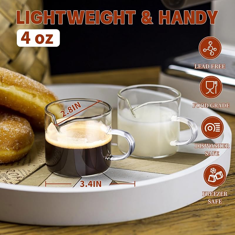 Tazas café expreso con boquilla 4oz transparentes set 2