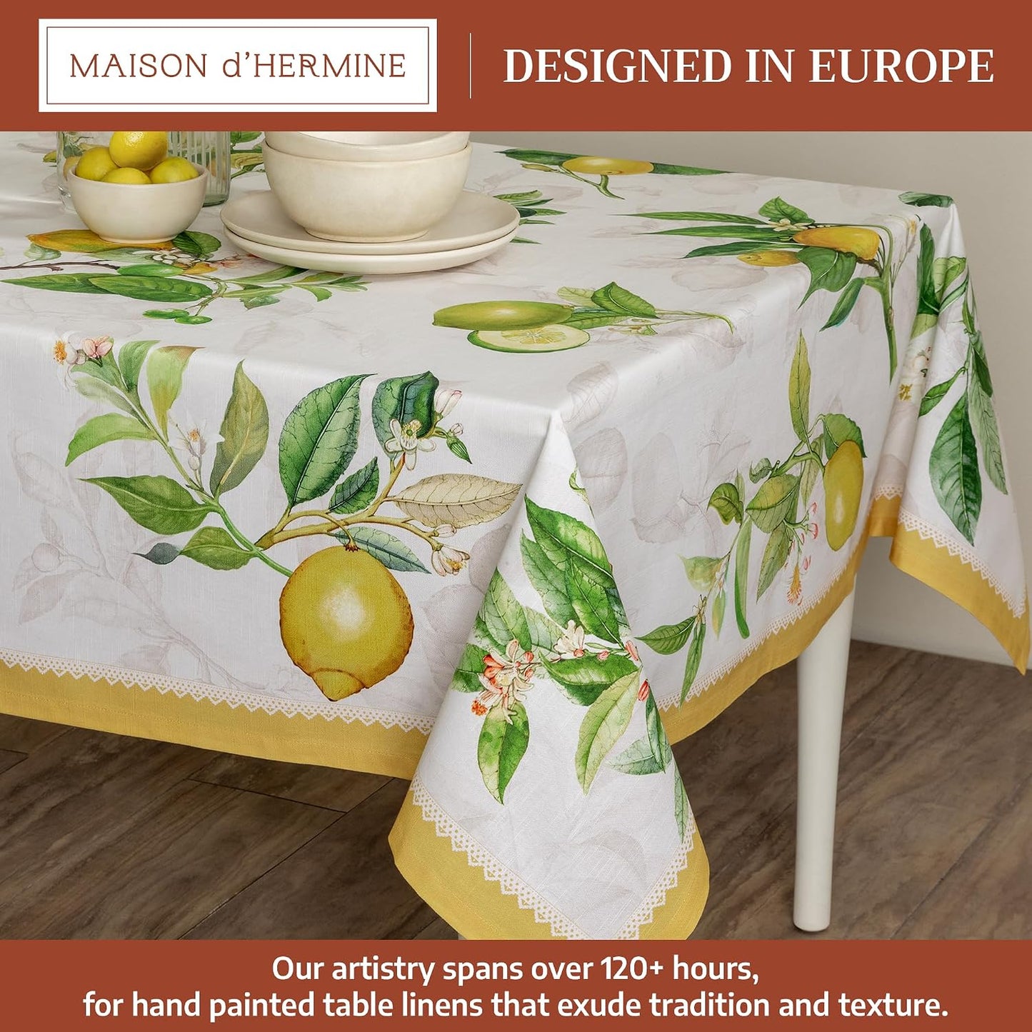 Mantel cuadrado algodón patrón limoncello 54x54pulg
