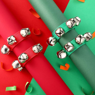 6 Pulseras Navidad Campanas Musicales para Fiesta Rojo Verde