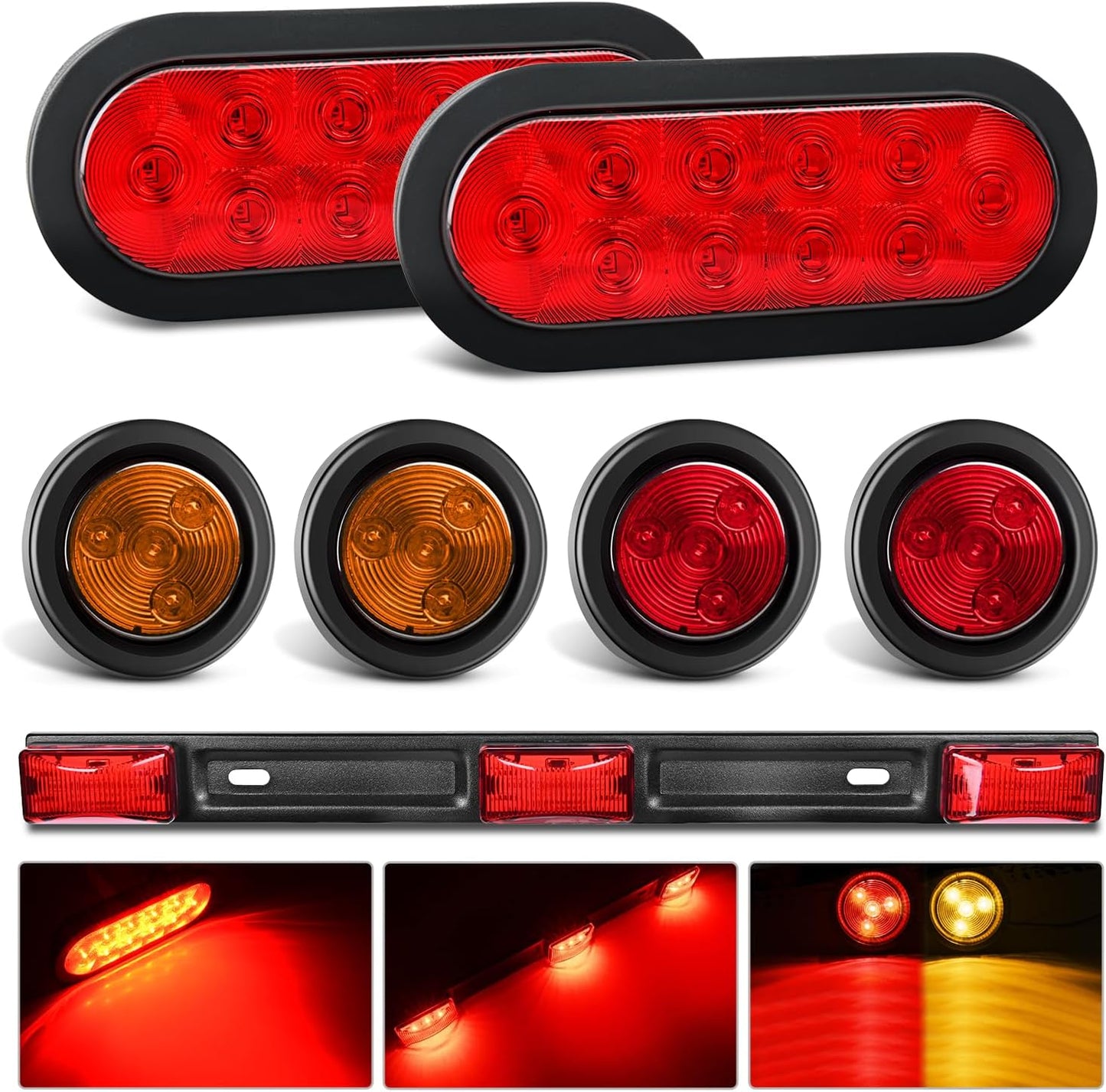Kit luces LED remolque 6" trasera 2" lateral rojo ámbar 12V