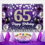 Telón cumpleaños 65 color morado diamante brillante fiesta