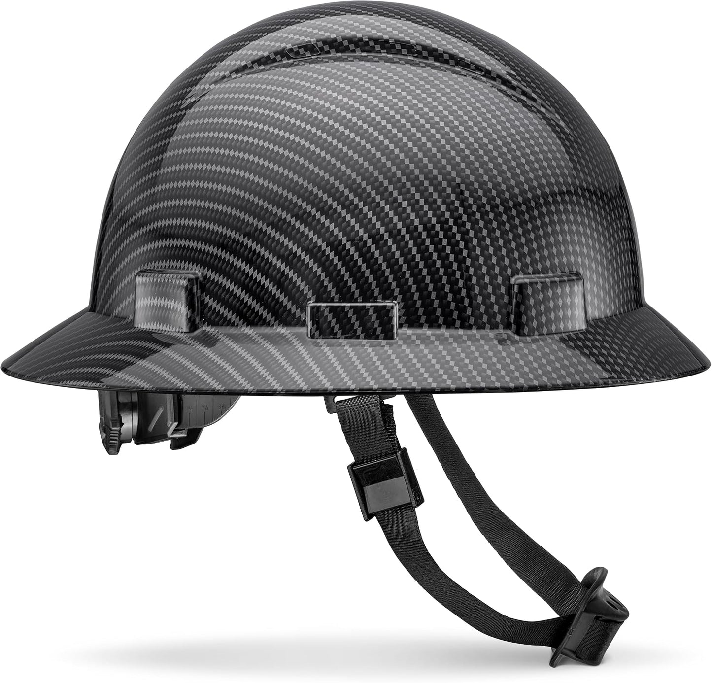 Casco OSHA ala completa fibra carbono 6 puntos suspensión