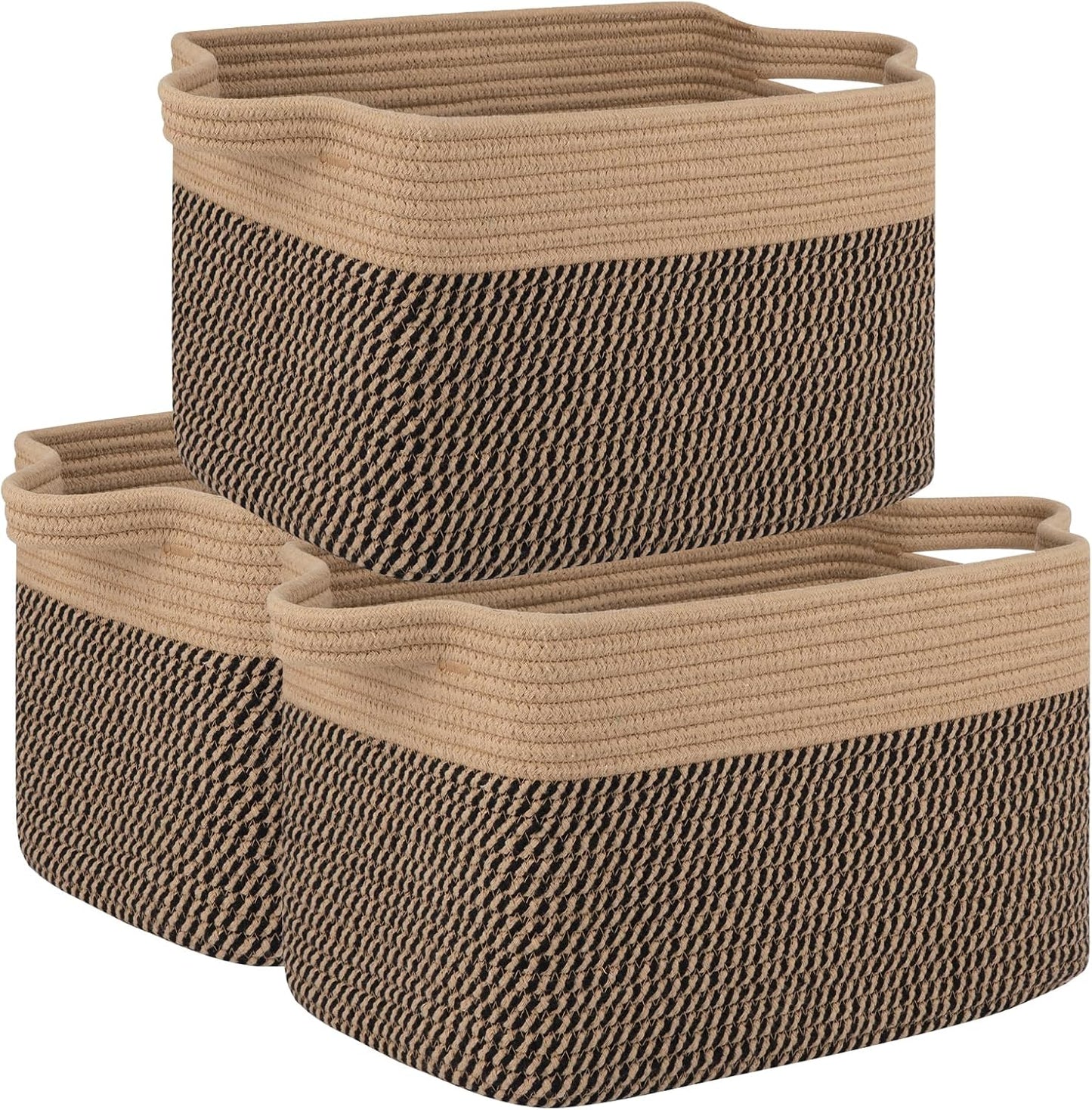 3 Cestas Almacenamiento 13x9.85x8.7" Tejida con Asas
