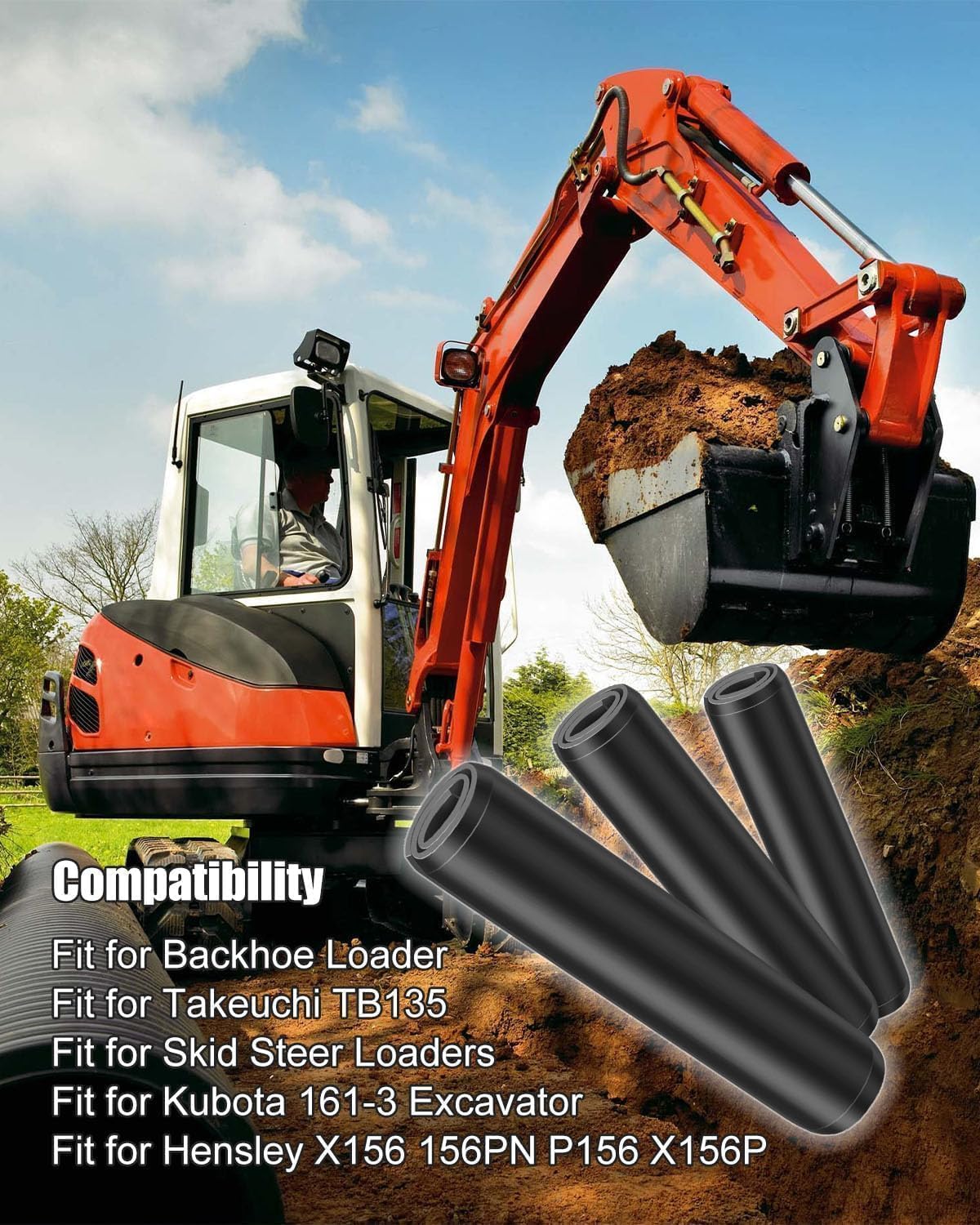 Pasadores dientes 2.25" comp Hensley X156 Takeuchi TB135