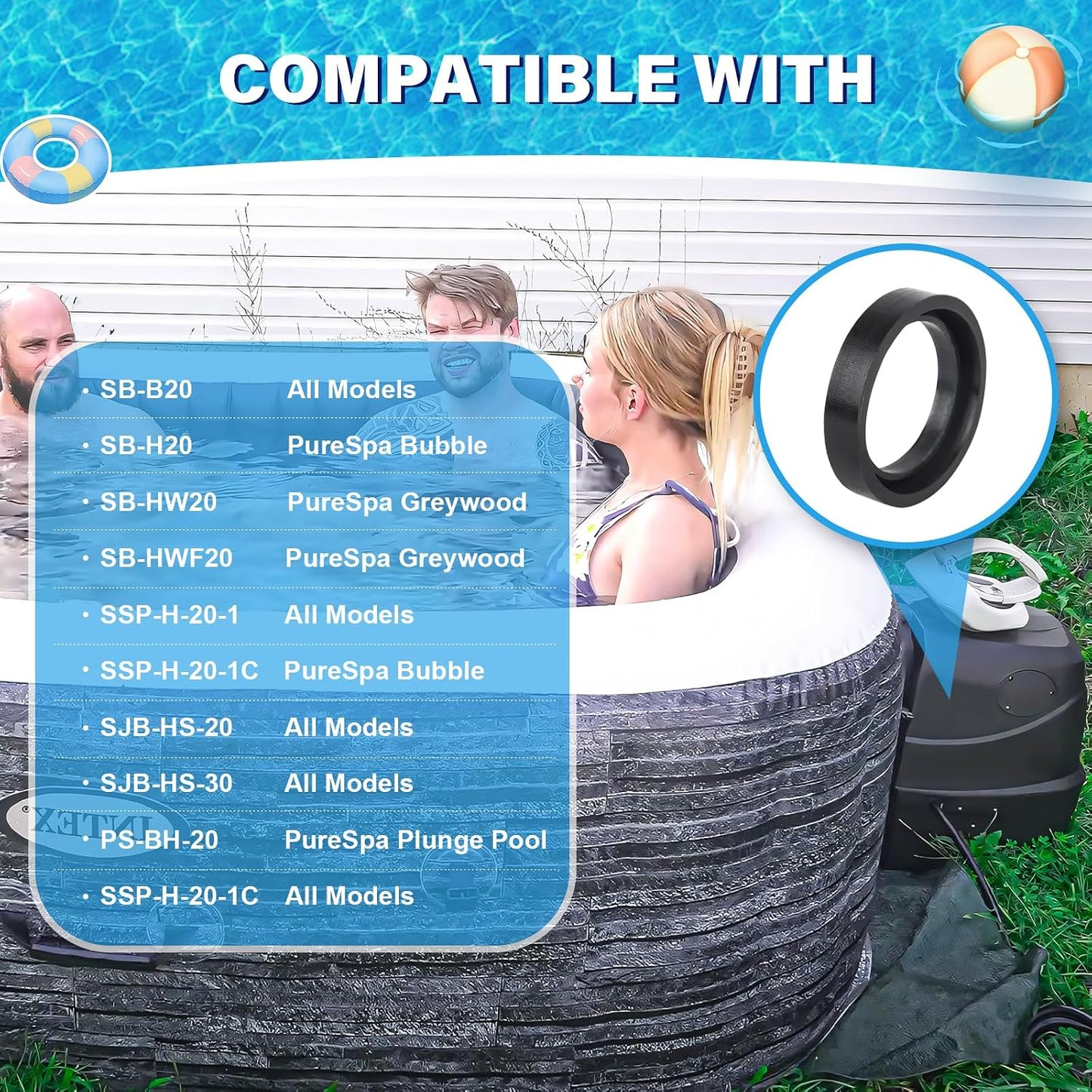 Set 8 sellos spa Intex Pure 11699 sin fugas