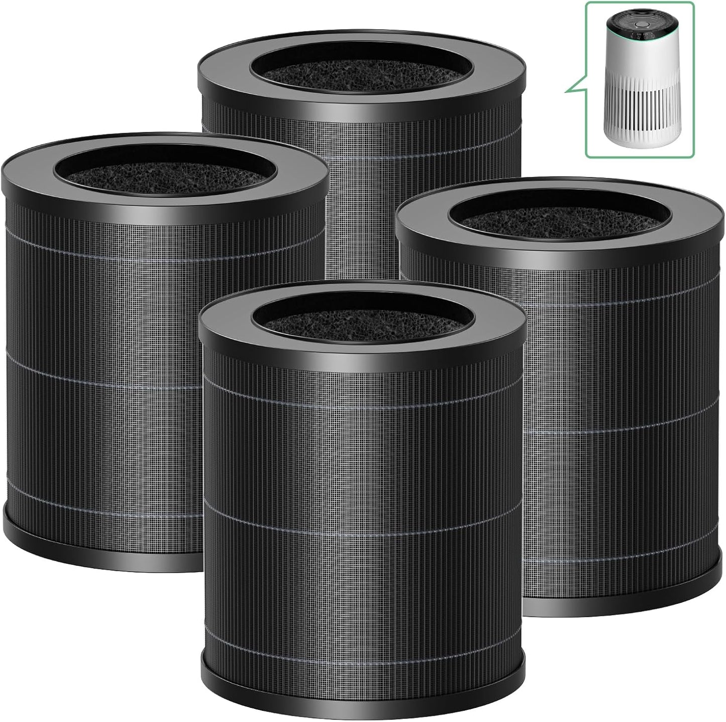 4 Filtros MR2566 Comp Meronte Prefiltro Carbón HEPA 3en1