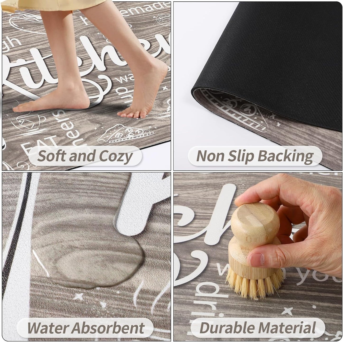 Tapetes cocina antideslizantes napa marrón set 3