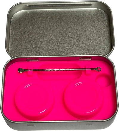 Recipientes cera silicona 0.2oz con caja lata y cuchara acero inox